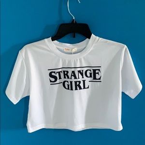 Strange Girl White Crop Tee